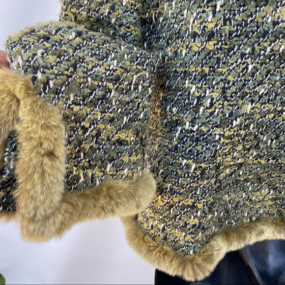 LAFAYETTE 148 New York Green Boucle & Rabbit Fur Jacket Size 12 - Picture 13 of 16
